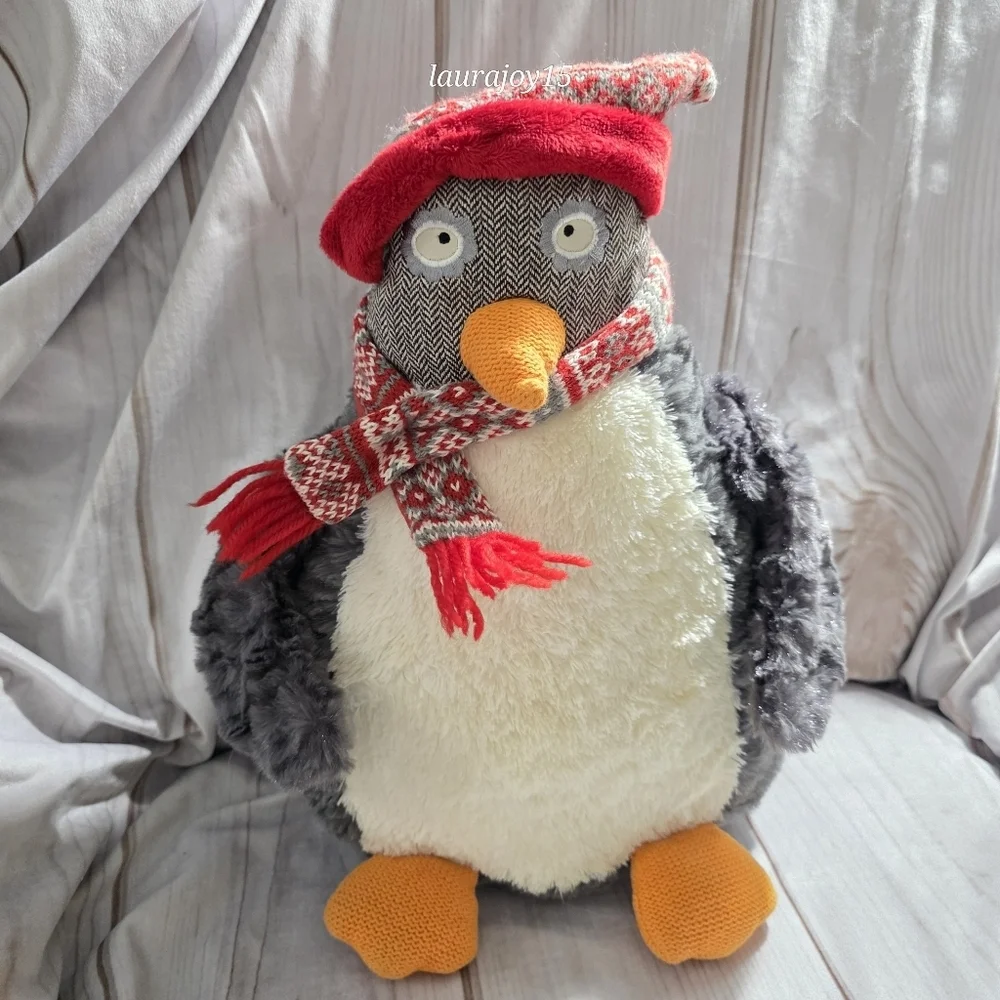 Pier 1 Imports Dodger Penguin Plush Stuffed Toy Winter No Sound 15 Inch